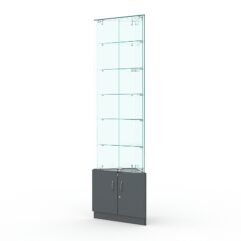 Витрина стеклянная ИСТРА угловая №505-У трехгранная (с дверками, бока - стекло), Темно-Серый