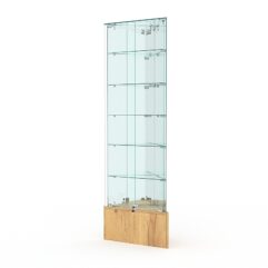 Витрина стеклянная ИСТРА угловая №512-У трехгранная (с дверками, бока - зеркало), Дуб Золотистый