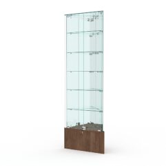 Витрина стеклянная ИСТРА угловая №512-У трехгранная (с дверками, бока - зеркало), Орех