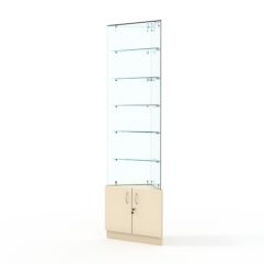 Витрина стеклянная ИСТРА угловая №605-У трехгранная (без дверок, бока - стекло), Крем Вайс