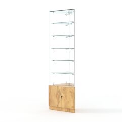 Витрина стеклянная ИСТРА угловая №607-У трехгранная (без дверок, бока - зеркало), Дуб Золотистый