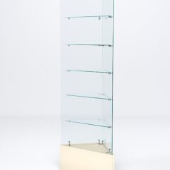 Витрина стеклянная ИСТРА угловая №609-У трехгранная (без дверок, бока - стекло), Крем Вайс