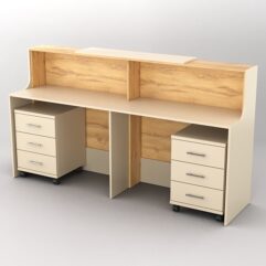 Ресепшн Диада №10 с тумбами, Крем Вайс и Дуб Золотистый