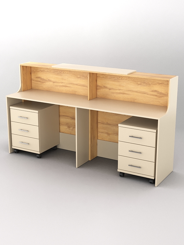 Ресепшн Диада №10 с тумбами, Крем Вайс и Дуб Золотистый