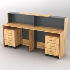 Ресепшн Диада №10 с тумбами, Дуб Золотистый и Темно-Серый