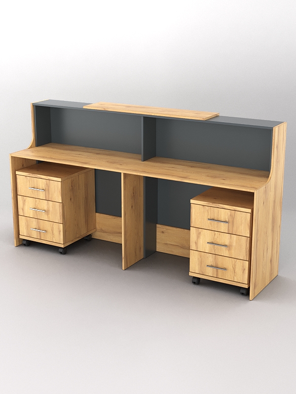 Ресепшн Диада №10 с тумбами, Дуб Золотистый и Темно-Серый