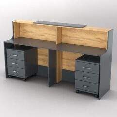 Ресепшн Диада №10 с тумбами, Темно-серый и Дуб Золотистый