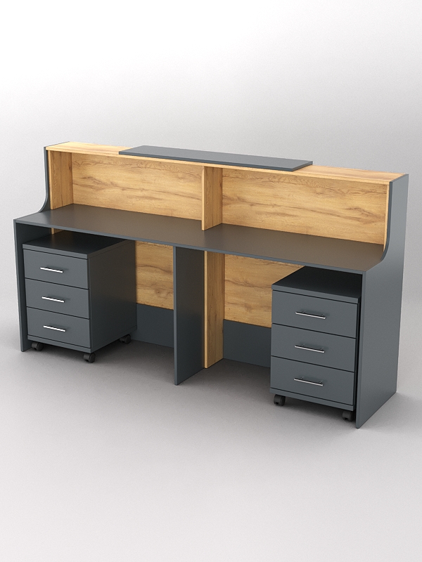 Ресепшн Диада №10 с тумбами, Темно-серый и Дуб Золотистый