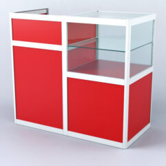 Прилавок под кассу из профиля №3 (без дверок), Красный + Белый