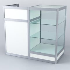 Прилавок под кассу из профиля №4 (без дверок), Белый