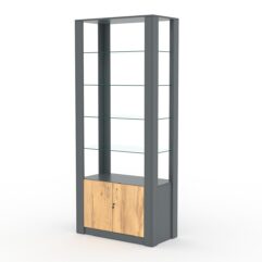 Витрина МОДЕРН №1 (без дверок, открытая по периметру), Темно-серый и Дуб Золотистый
