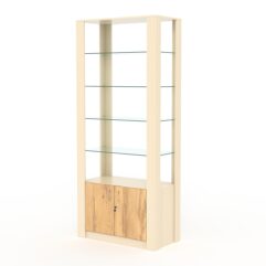 Витрина МОДЕРН №1 (без дверок, открытая по периметру), Крем Вайс и Дуб Золотистый