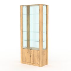 Витрина МОДЕРН №4 (с дверками, задняя стенка - стекло), Дуб Золотистый