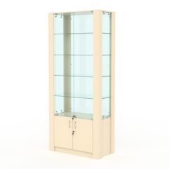 Витрина МОДЕРН №4 (с дверками, задняя стенка - стекло), Крем Вайс