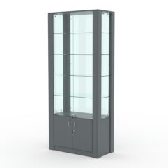 Витрина МОДЕРН №4 (с дверками, задняя стенка - стекло), Темно-Серый