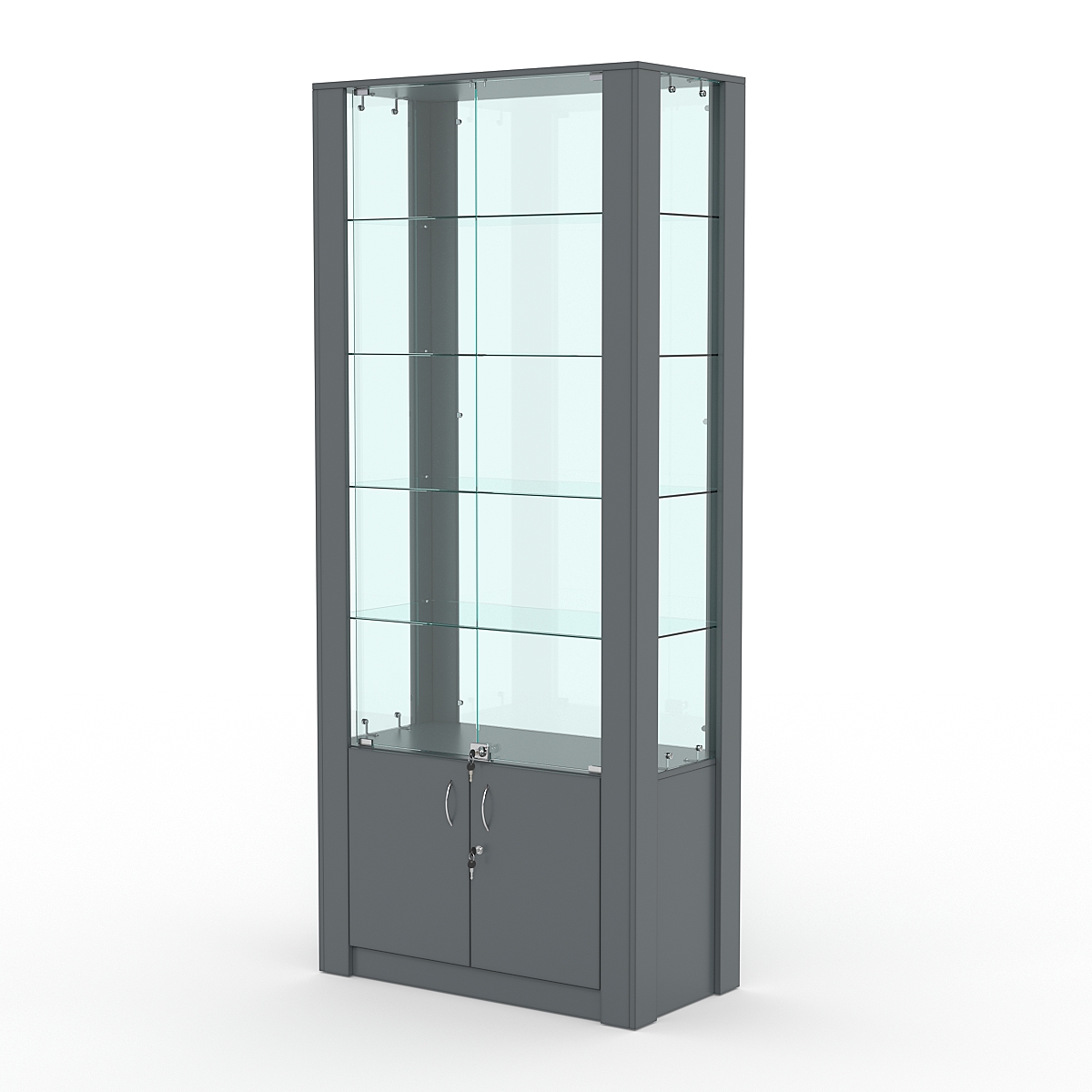 Витрина МОДЕРН №4 (с дверками, задняя стенка - стекло), Темно-Серый