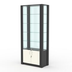 Витрина МОДЕРН №4 (с дверками, задняя стенка - стекло), Черный и Белый