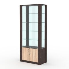 Витрина МОДЕРН №4 (с дверками, задняя стенка - стекло), Дуб Венге и Дуб Сонома
