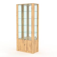 Витрина МОДЕРН №5 (с дверками, задняя стенка - зеркало), Дуб Золотистый