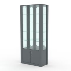 Витрина МОДЕРН №5 (с дверками, задняя стенка - зеркало), Темно-Серый