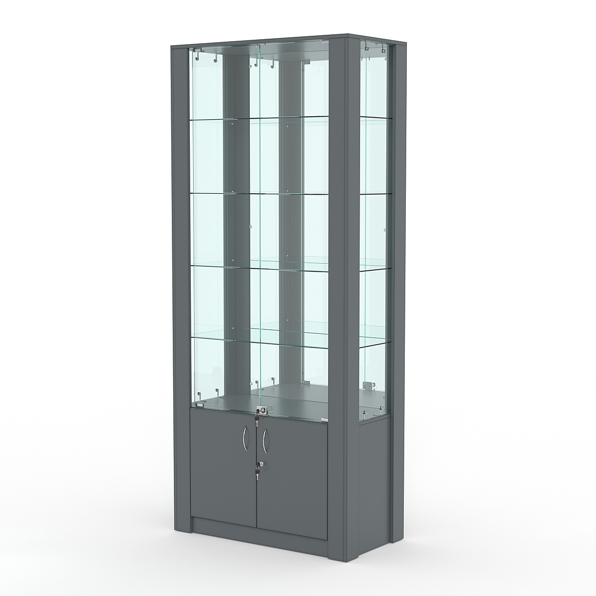Витрина МОДЕРН №5 (с дверками, задняя стенка - зеркало), Темно-Серый