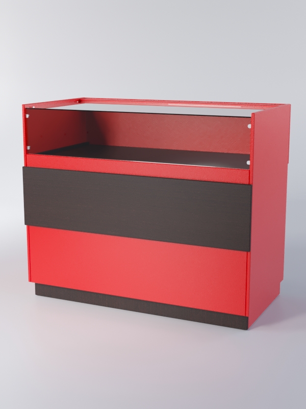 Прилавок РОНА №5А, Красный+Дуб Венге