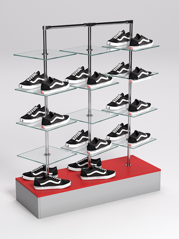 Стойка JOK под обувь №1, Серый и Красный