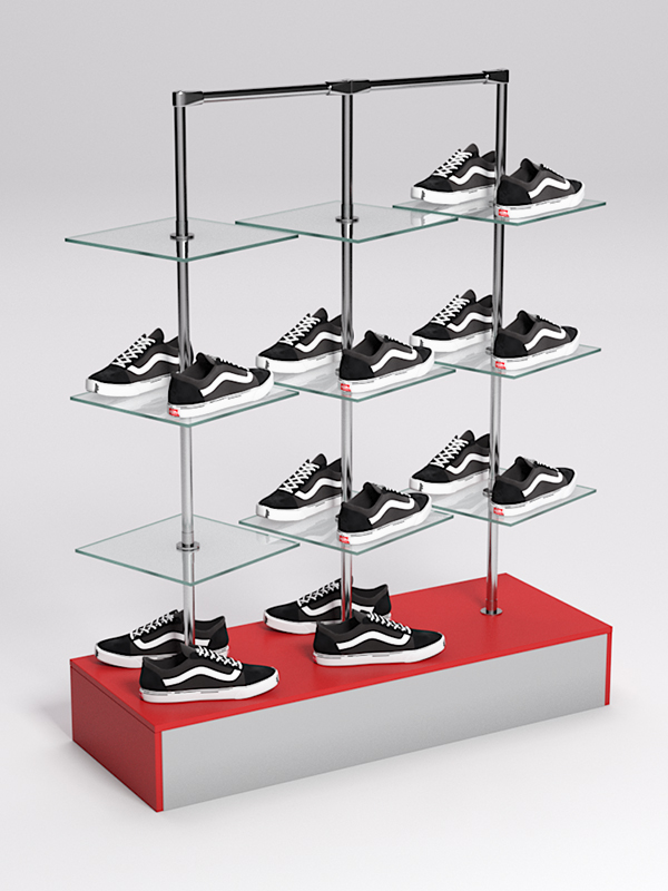 Стойка JOK под обувь №2, Серый и Красный