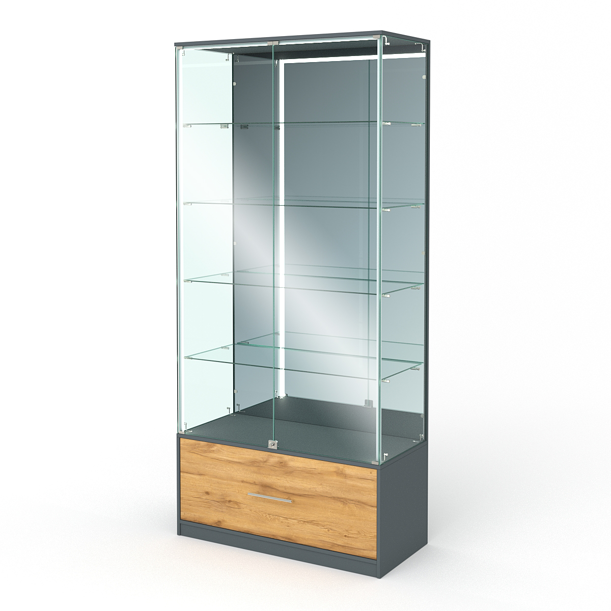 Витрина ПРОФИТ №8, Темно-серый и Дуб Золотистый