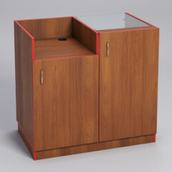 Прилавок под кассу ТОРГОВЫЙ №7 с дверкой, Орех, кромка красная