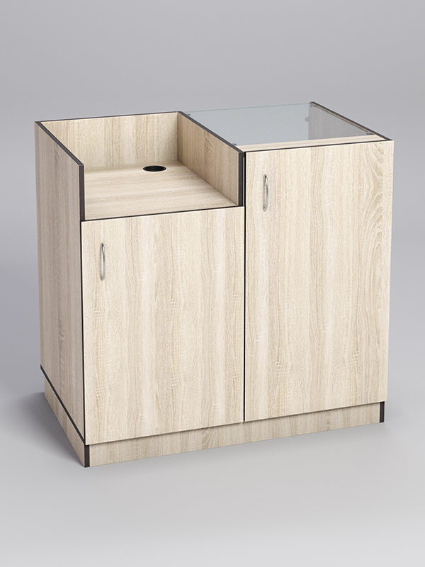 Прилавок под кассу ТОРГОВЫЙ №7 с дверкой, Дуб Сонома, кромка Дуб Венге