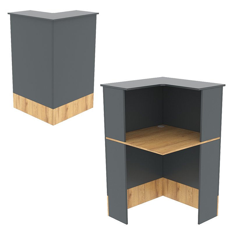 Модуль с царгой и столешницей СТАЙЛ №6 левый, Темно-серый и Дуб Золотистый