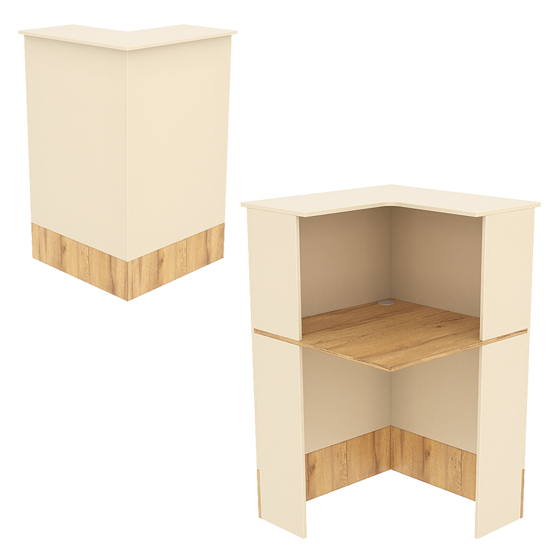 Модуль с царгой и столешницей СТАЙЛ №6 левый, Крем Вайс и Дуб Золотистый