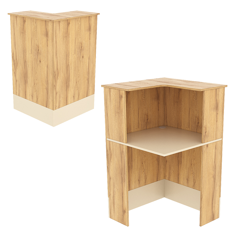 Модуль с царгой и столешницей СТАЙЛ №6 левый, Дуб Золотистый и Крем Вайс