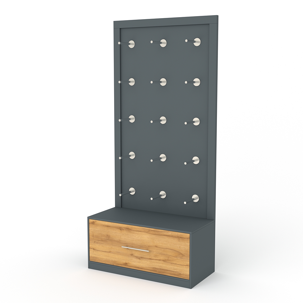 Стеллаж ПРОФИТ №5, Темно-серый и Дуб Золотистый