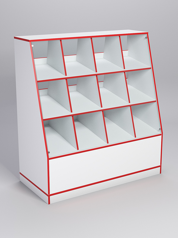 Прилавок для конфет и орехов №4, Белый, кромка красная