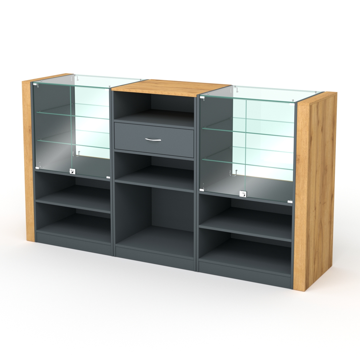 Кассовый стол КС №6-2А1Б, Темно-серый и Дуб Золотистый