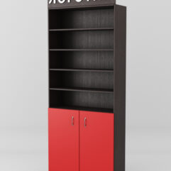 Стеллаж для чая и кофе №1 с фризом, Дуб Венге + Красный