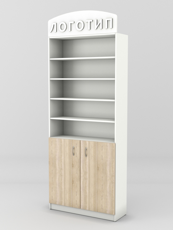 Стеллаж для чая и кофе №1 с фризом, Белый + Дуб Сонома