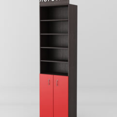 Стеллаж для чая и кофе №2 с фризом, Дуб Венге + Красный