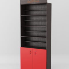 Стеллаж для чая и кофе №3 с фризом, Дуб Венге + Красный