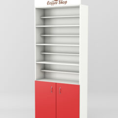 Стеллаж для чая и кофе №3 с фризом, Белый + красный