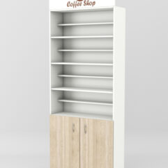 Стеллаж для чая и кофе №3 с фризом, Белый + Дуб Сонома