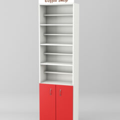 Стеллаж для чая и кофе №4 с фризом, Белый + красный