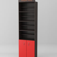 Стеллаж для чая и кофе №4 с фризом, Дуб Венге + Красный