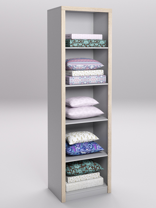 Стеллаж для постельного белья №2, Серый и Дуб Сонома