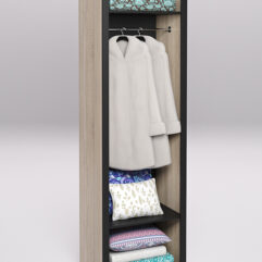 Стеллаж для постельного белья №4, Дуб Сонома и черный