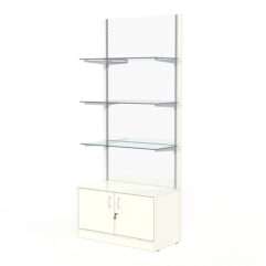 Стеллаж АСТЕРИЯ №3, задняя стенка Зеркало, Белый