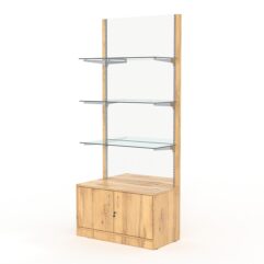 Стеллаж АСТЕРИЯ №3, задняя стенка Зеркало, Дуб Золотистый