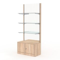 Стеллаж АСТЕРИЯ №3, задняя стенка Зеркало, Дуб Сонома